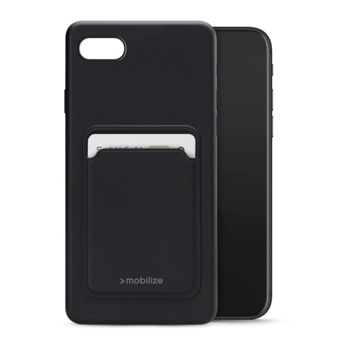 Mobilize Mobilize Rubber Gelly Card Case iPhone 6/6S/7/8/SE (2020/2022) - Mat Zwart