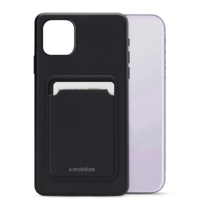 Mobilize Mobilize Rubber Gelly Card Case Apple iPhone 11 - Mat Zwart