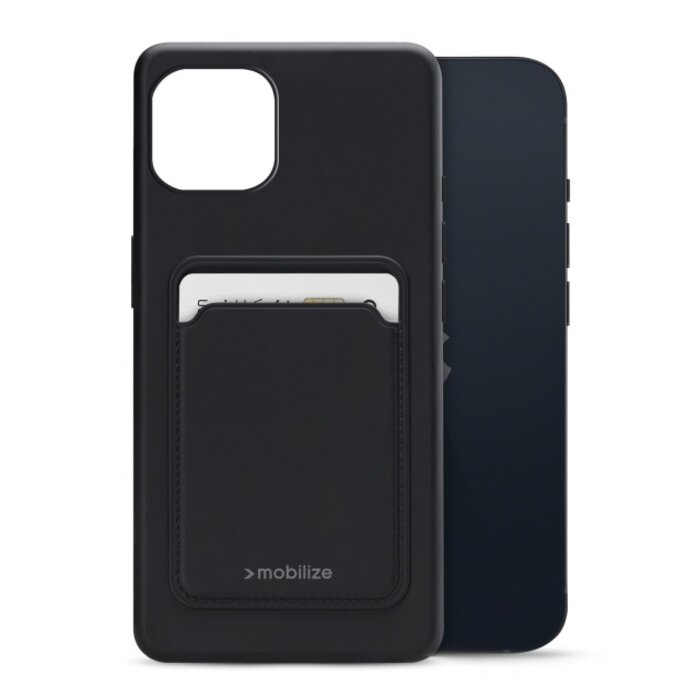 Mobilize Mobilize Rubber Gelly Card Case Apple iPhone 13 - Mat Zwart