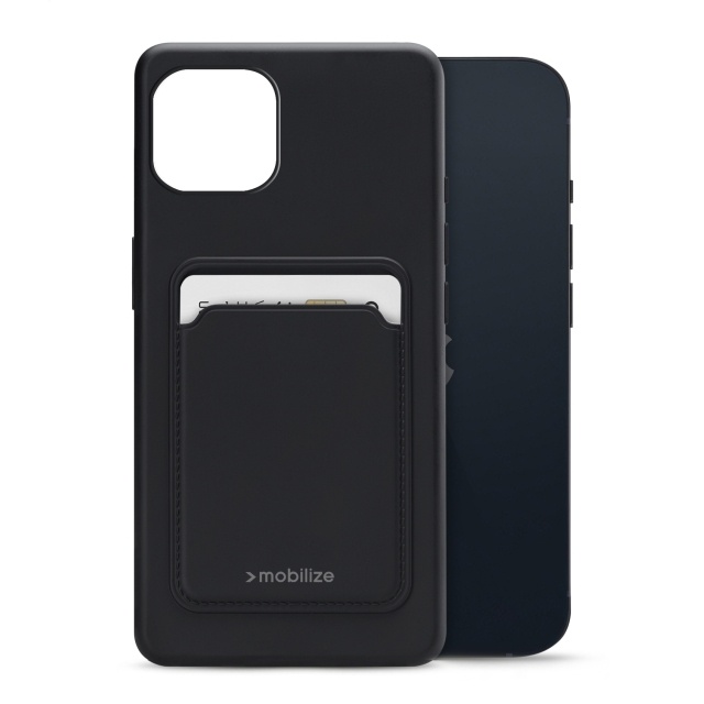 Mobilize Mobilize Rubber Gelly Card Case Apple iPhone 13 - Mat Zwart
