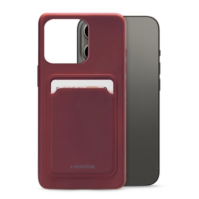 Mobilize Mobilize Rubber Gelly Card Case iPhone 13 Pro - Matt Bordeaux