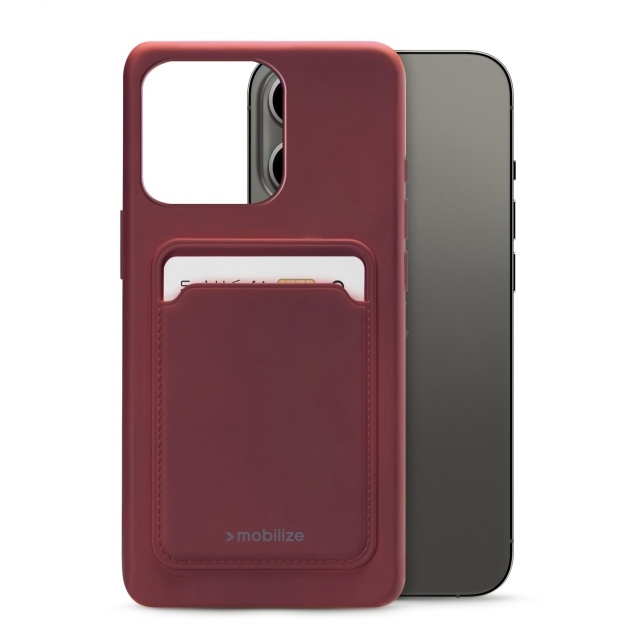 Mobilize Mobilize Rubber Gelly Card Case iPhone 13 Pro - Matt Bordeaux