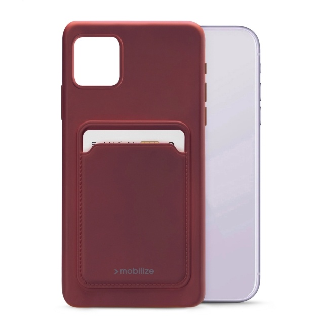 Mobilize Mobilize Rubber Gelly Card Case voor Apple iPhone 11 - Matt Bordeaux