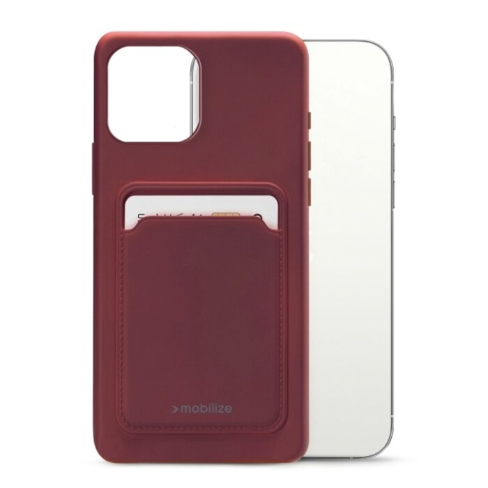 Mobilize Mobilize Rubber Gelly Card Case iPhone 13 Pro Max - Mat Bordeaux