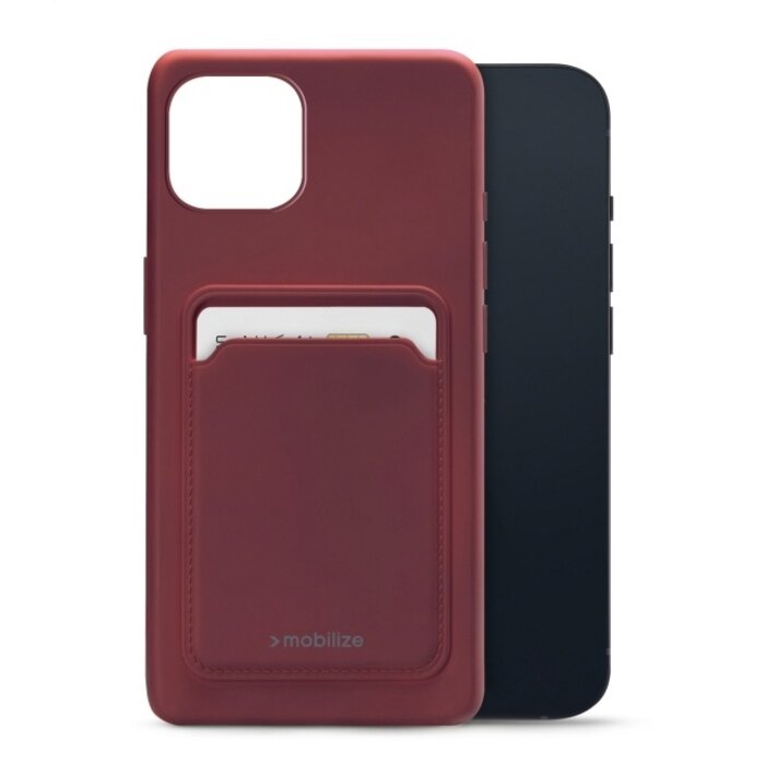 Mobilize Mobilize Rubber Gelly Card Case Apple iPhone 13 Mini - Mat Bordeaux