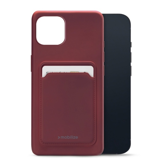 Mobilize Mobilize Rubber Gelly Card Case Apple iPhone 13 Mini - Mat Bordeaux