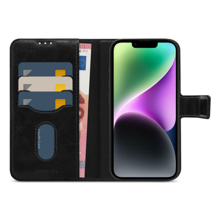 Mobilize Mobilize 2in1 MagSafe Compatible Wallet Case voor iPhone 14 - Zwart