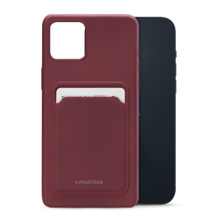 Mobilize Mobilize Rubber Gelly Card Case voor Apple iPhone 14 Plus - Matt Bordeaux