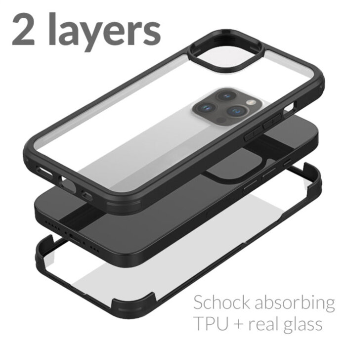 Mobilize Mobilize Tempered Glass 360 Protection Case iPhone 14 Pro Max - Zwart