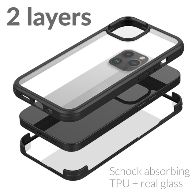 Mobilize Mobilize Tempered Glass 360 Protection Case iPhone 14 Pro Max - Zwart
