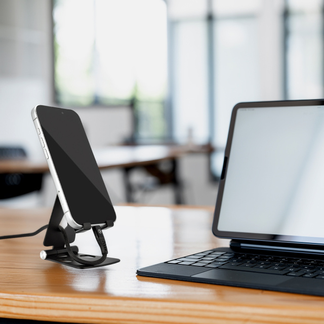 Mobilize Mobilize Foldable Aluminium Phone Holder - Zwart