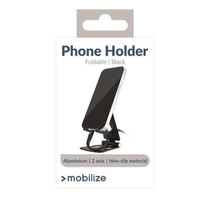 Mobilize Mobilize Foldable Aluminium Phone Holder - Zwart