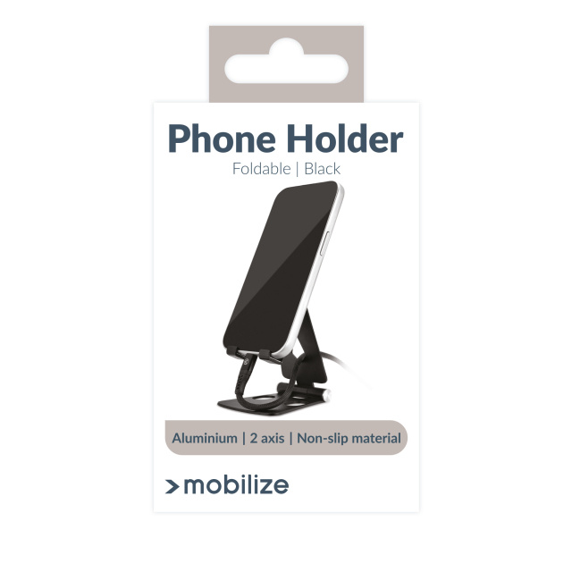 Mobilize Mobilize Foldable Aluminium Phone Holder - Zwart