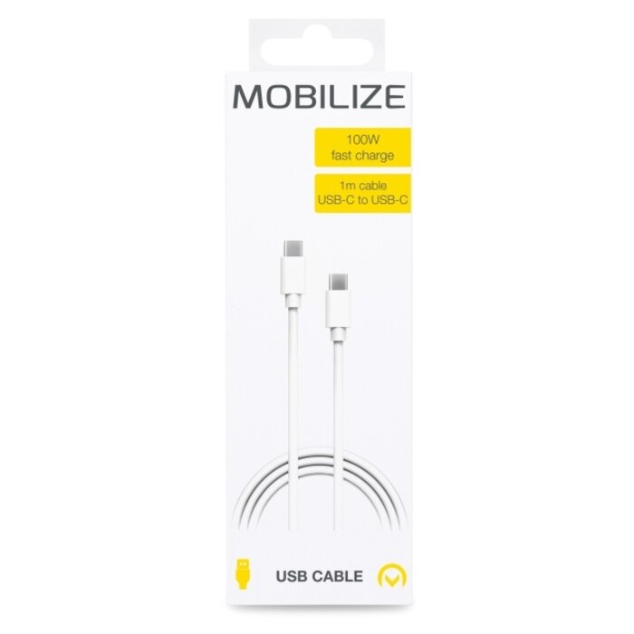 Mobilize Mobilize USB-C naar USB-C Kabel - 100W - 1 meter - Wit
