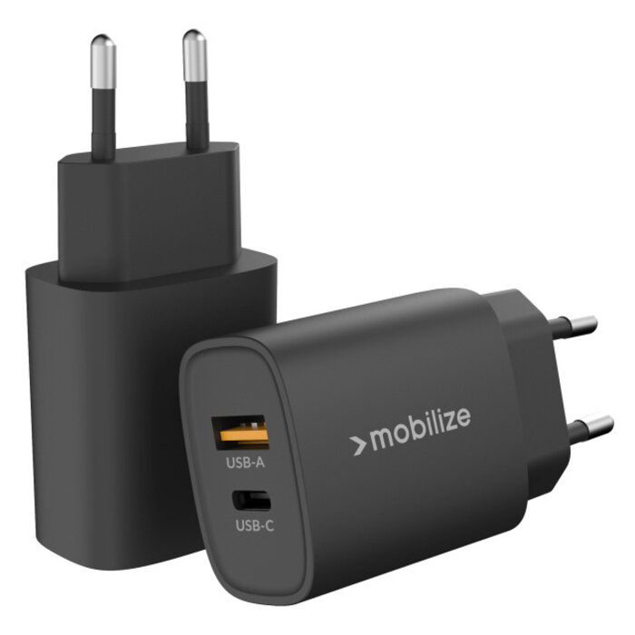 Mobilize Mobilize Wall Charger USB-C & USB-A 25W met PD/PPS - Zwart