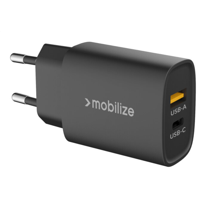 Mobilize Mobilize Wall Charger USB-C & USB-A 25W met PD/PPS - Zwart