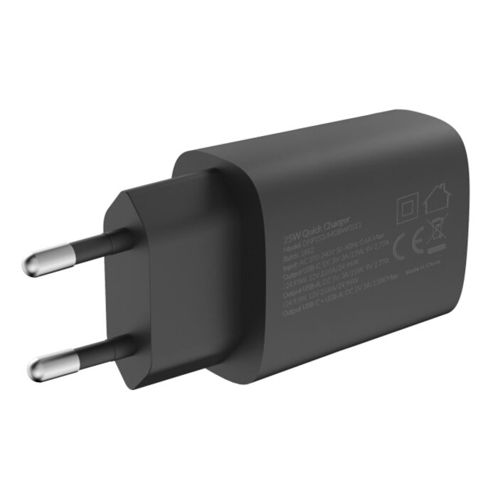 Mobilize Mobilize Wall Charger USB-C & USB-A 25W met PD/PPS - Zwart