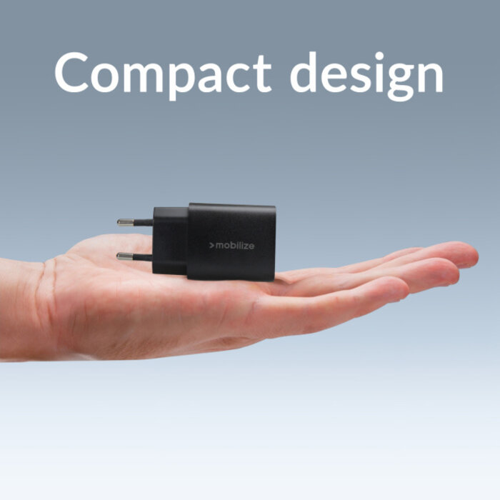 Mobilize Mobilize Wall Charger USB-C & USB-A 25W met PD/PPS - Zwart
