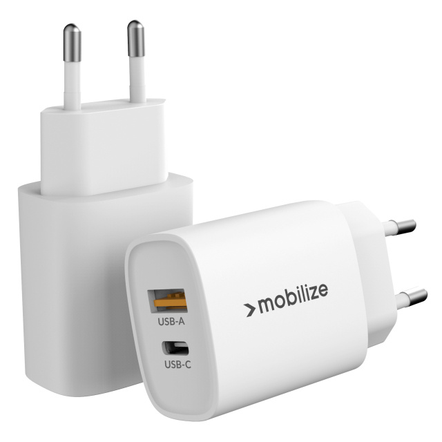 Mobilize Mobilize 25W USB-C + USB Thuislader met PD & PPS - Wit