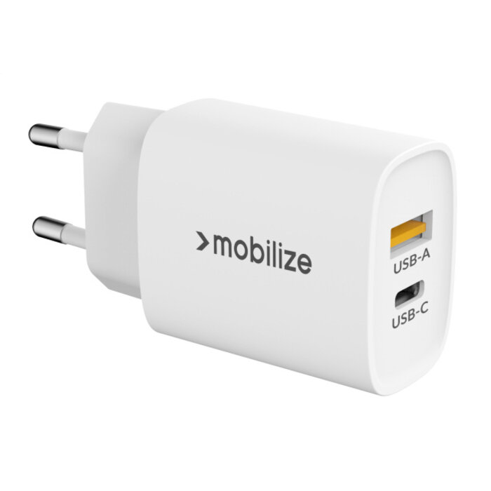 Mobilize Mobilize 25W USB-C + USB Thuislader met PD & PPS - Wit