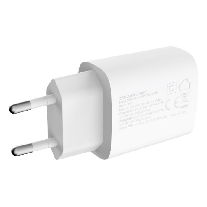 Mobilize Mobilize 25W USB-C + USB Thuislader met PD & PPS - Wit