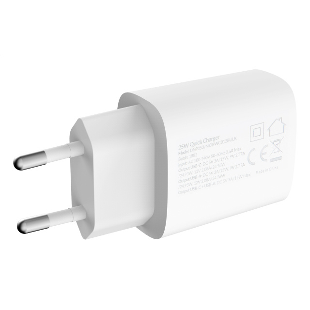 Mobilize Mobilize 25W USB-C + USB Thuislader met PD & PPS - Wit