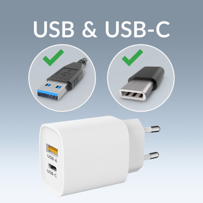 Mobilize Mobilize 25W USB-C + USB Thuislader met PD & PPS - Wit