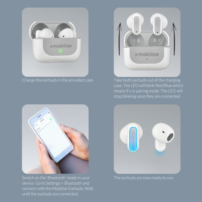 Mobilize Mobilize Bluetooth TWS Earbuds Mini Draadloze Oordopjes - Wit