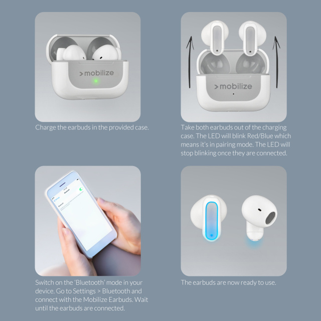 Mobilize Mobilize Bluetooth TWS Earbuds Mini Draadloze Oordopjes - Wit