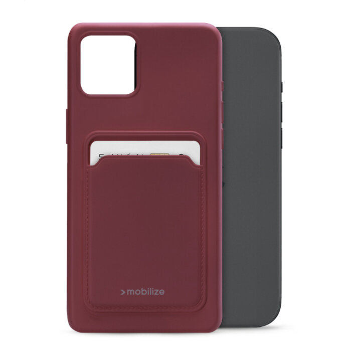 Mobilize Mobilize Rubber Gelly Card Case Apple iPhone 15 Plus - Matt Bordeaux