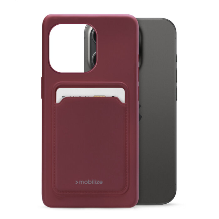 Mobilize Mobilize Rubber Gelly Card Case Apple iPhone 15 Pro - Matt Bordeaux
