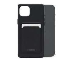 Mobilize Mobilize Rubber Gelly Card Case voor Apple iPhone 15 Plus - Matt Black