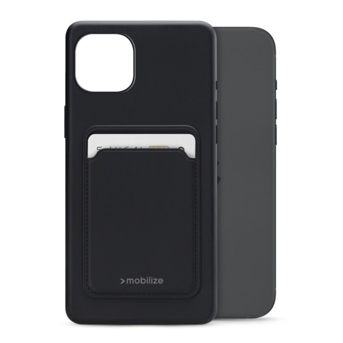 Mobilize Mobilize Rubber Gelly Card Case voor Apple iPhone 15 Plus - Matt Black