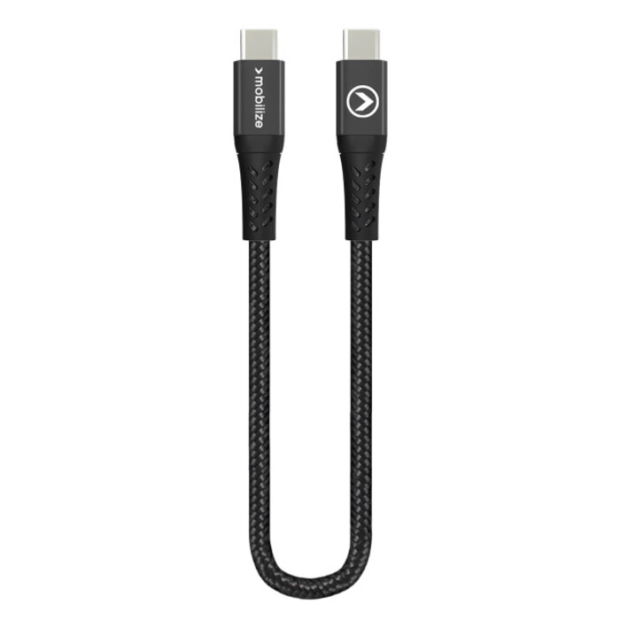 Mobilize Mobilize Strong Nylon USB-C naar USB-C Kabel 20cm - 100W - Zwart