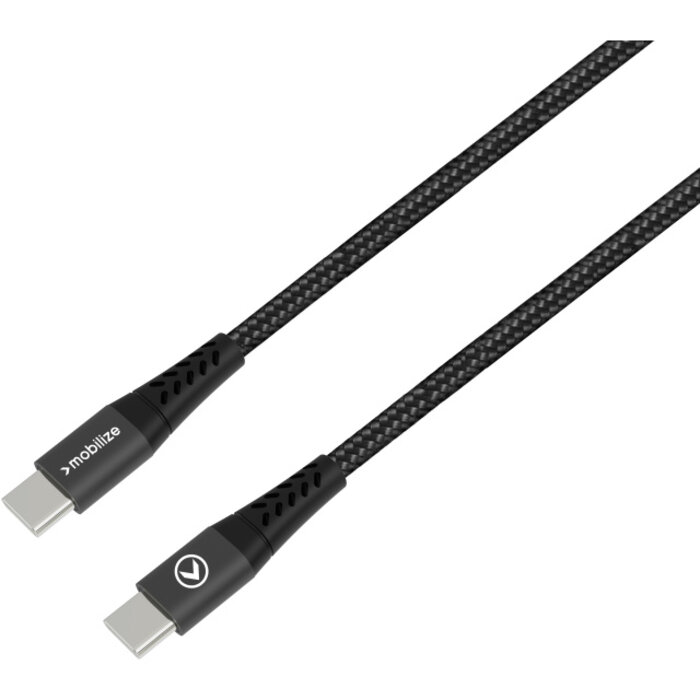 Mobilize Mobilize Strong Nylon USB-C naar USB-C Kabel 20cm - 100W - Zwart