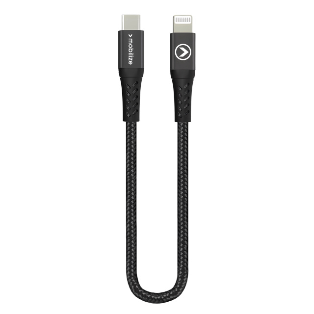 Mobilize Mobilize Strong Nylon USB-C naar Lightning Kabel 20cm 60W Zwart (MFi)