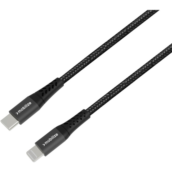 Mobilize Mobilize Strong Nylon USB-C naar Lightning Kabel 20cm 60W Zwart (MFi)