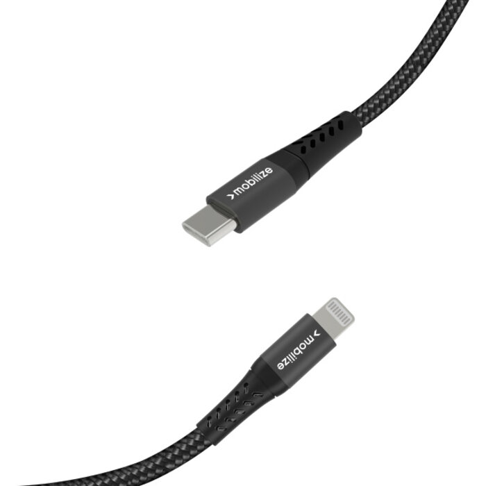 Mobilize Mobilize Strong Nylon USB-C naar Lightning Kabel 20cm 60W Zwart (MFi)
