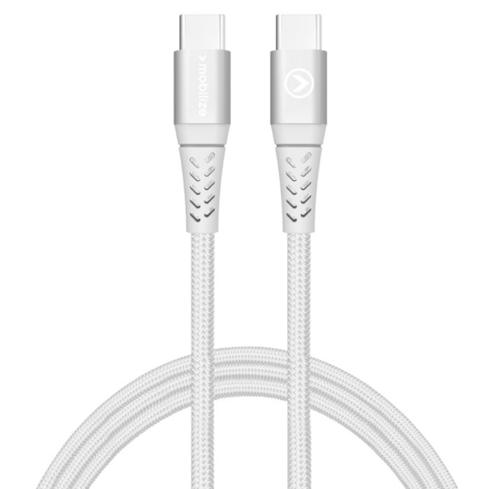 Mobilize Mobilize Strong Nylon USB-C naar USB-C Kabel 2m - 100W - Wit