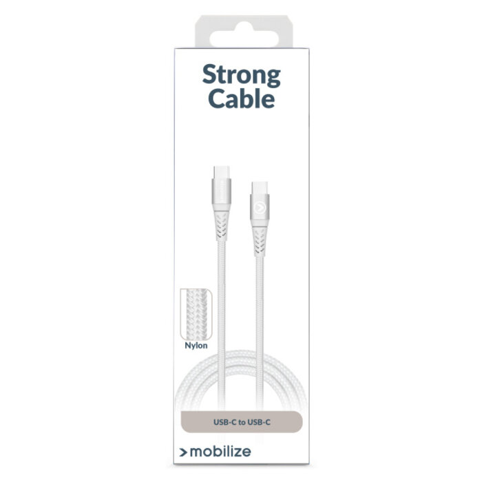 Mobilize Mobilize Strong Nylon USB-C naar USB-C Kabel 1m 100W - Wit