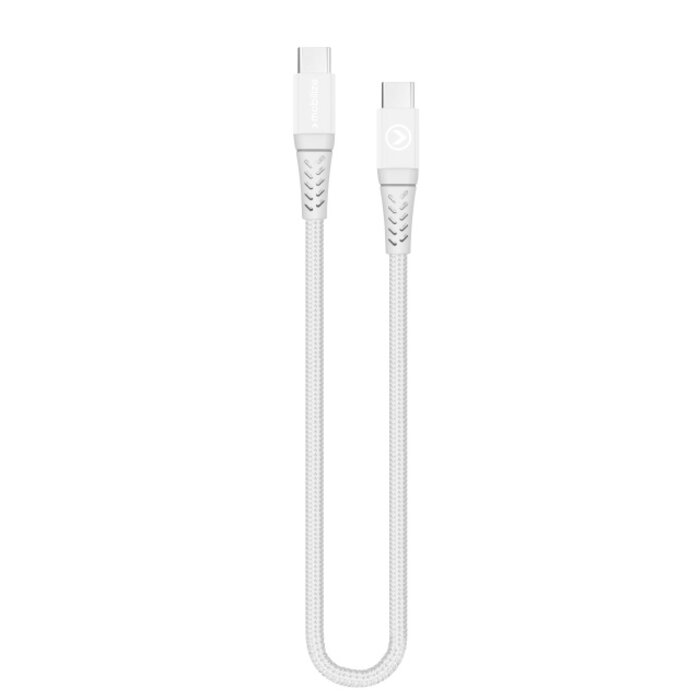 Mobilize Mobilize Strong Nylon USB-C naar USB-C Kabel - 20cm - 100W - Wit