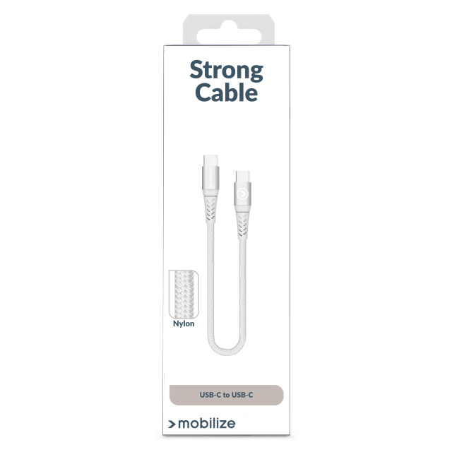 Mobilize Mobilize Strong Nylon USB-C naar USB-C Kabel - 20cm - 100W - Wit