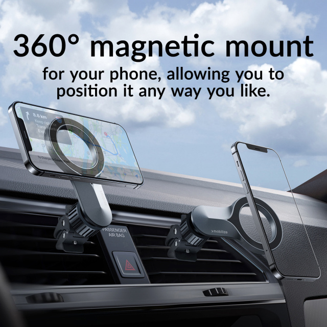 Mobilize Mobilize MagSafe Airvent Telefoonhouder voor Ventilatierooster - Zwart