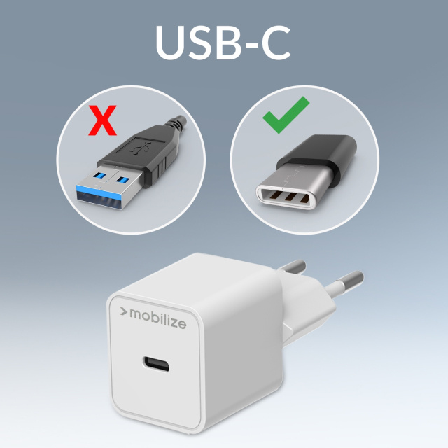 Mobilize Mobilize Wall Charger USB-C GaN 30W PD/PPS + Nylon Kabel 1.2m - Wit