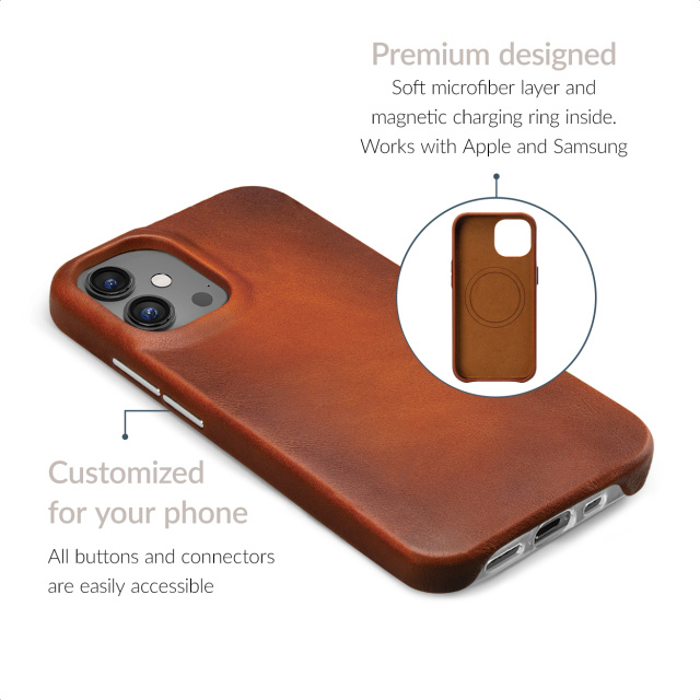 Mobilize Mobilize MagSafe Premium Leather Case voor iPhone 15 Plus - Burned Cognac