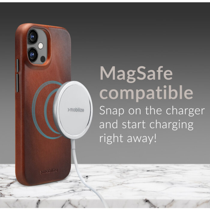 Mobilize Mobilize MagSafe Premium Leather Case iPhone 15 Pro Max - Burned Cognac