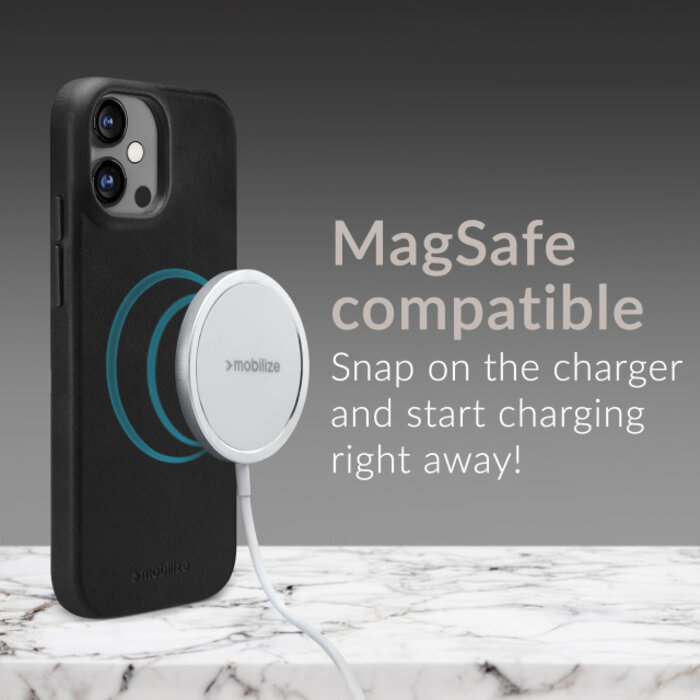 Mobilize Mobilize MagSafe Premium Leather Case Apple iPhone 15 - Zwart