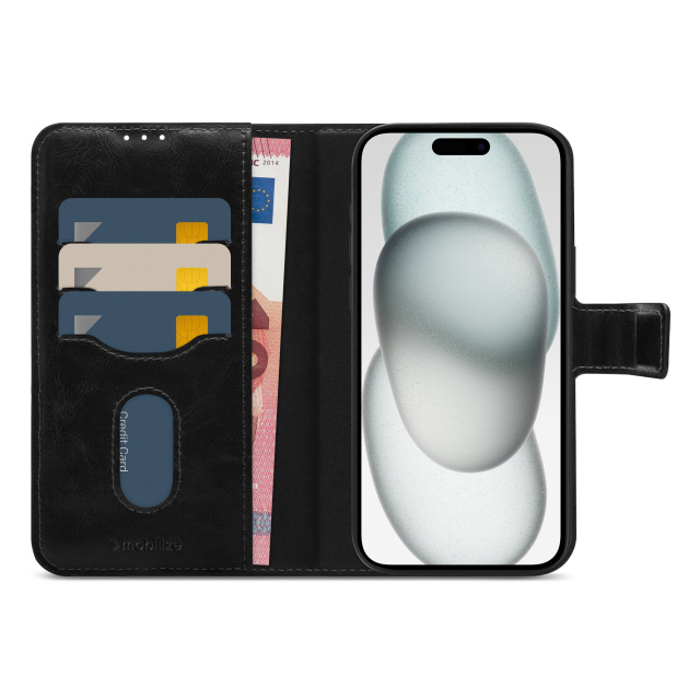 Mobilize Mobilize 2in1 MagSafe Wallet Case Apple iPhone 15 Plus - Zwart