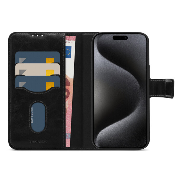 Mobilize Mobilize 2-in-1 MagSafe Wallet Case Apple iPhone 15 Pro Max - Zwart