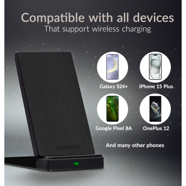 Mobilize Mobilize Draadloze Snellader Opvouwbaar 15W PU Leer - Zwart